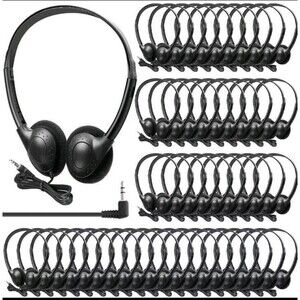 50 Pack Headphones for Classroom Bulk Students Adjustable Headphones Wired